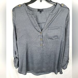 The LIMITED Black And Gray Long Sleeve V-Neck Shirt Sz L